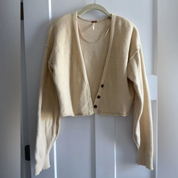 Free People Cream Button-Up Women's Sweater - Picture 1 of 6